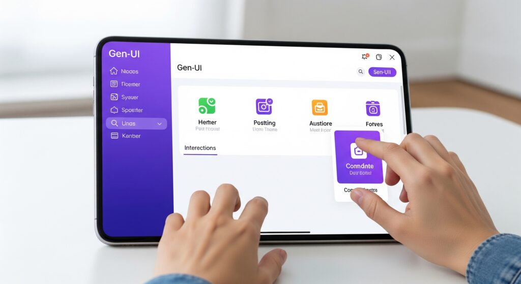 Generative UI design by SeekNeo, a leading UI UX Design Company in Bangalore, showing adaptive, intelligent, and user-friendly interface elements.